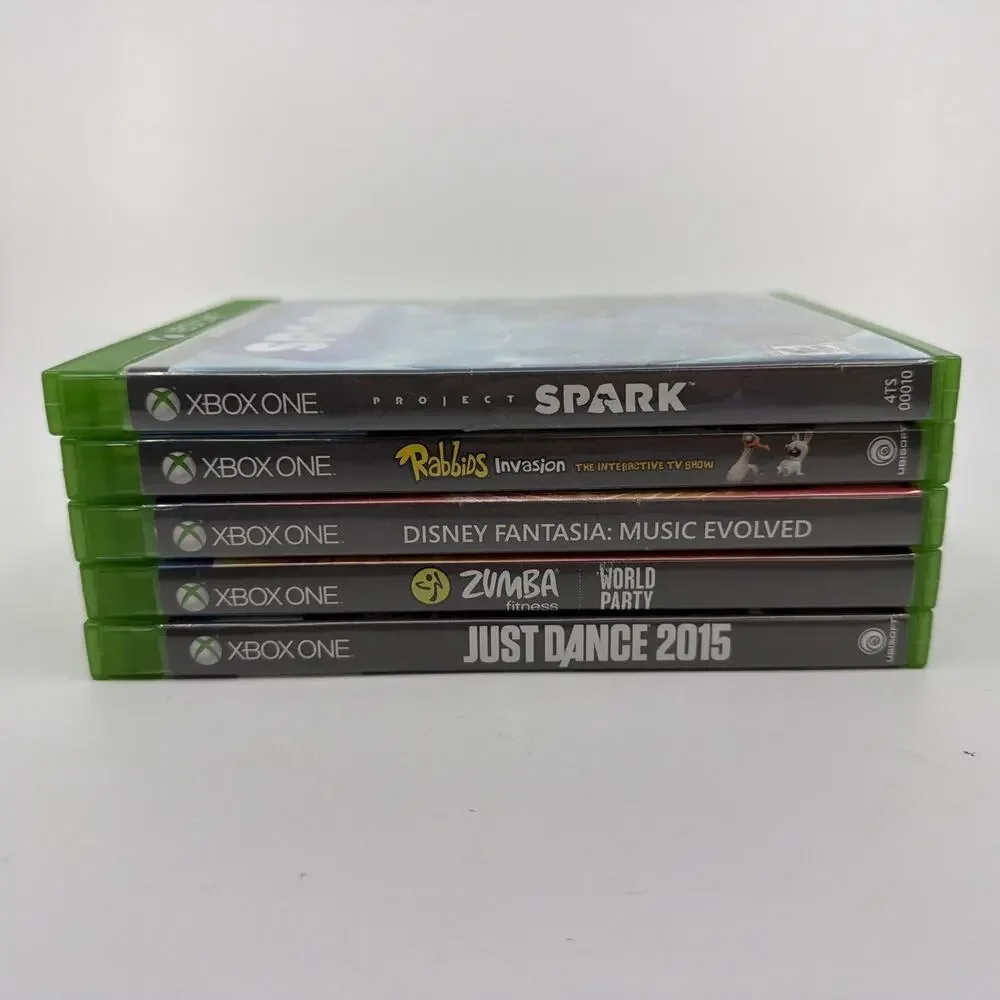 Xbox One Kinect Sensor w/ 5 Game Lot Mixed Genres Tested Microsoft Bundle